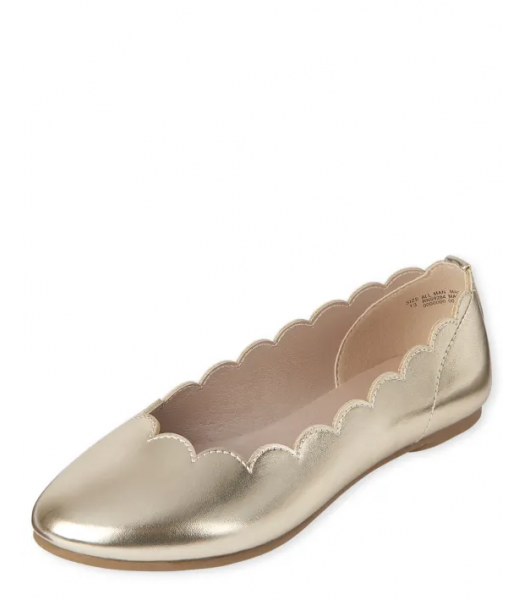 Childrens Place Gold Scalloped Ballet Flats